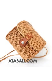 Ata mini barrel bag with rattan strap